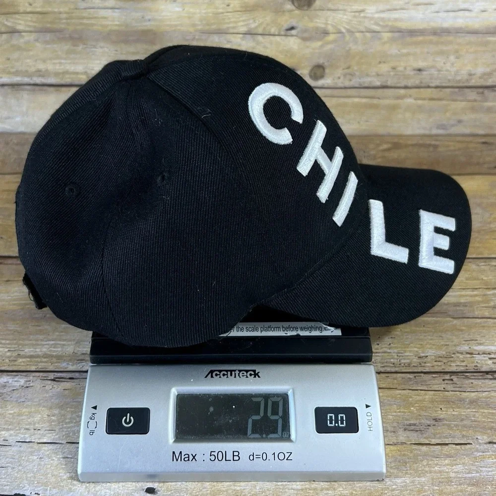 Chile Souvenir Baseball Cap Black Embroidered Adjustable Hat One Size‎ Fits All